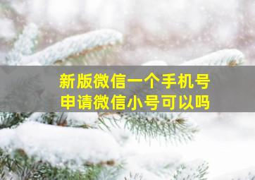 新版微信一个手机号申请微信小号可以吗