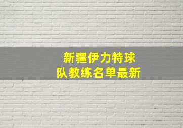 新疆伊力特球队教练名单最新