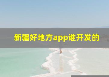 新疆好地方app谁开发的