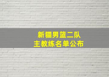 新疆男篮二队主教练名单公布