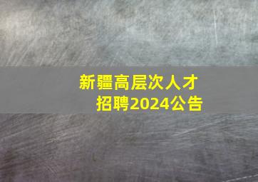 新疆高层次人才招聘2024公告