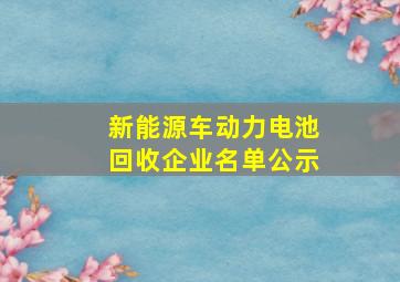 新能源车动力电池回收企业名单公示