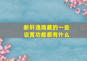 新轩逸隐藏的一些设置功能都有什么