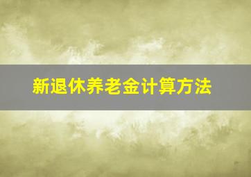 新退休养老金计算方法