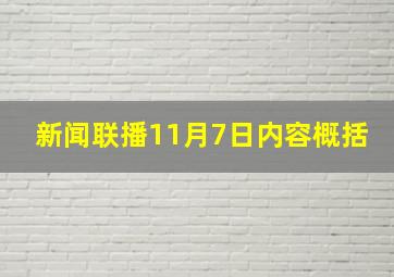 新闻联播11月7日内容概括