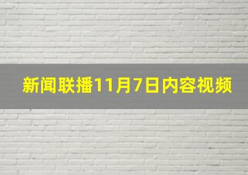 新闻联播11月7日内容视频