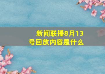 新闻联播8月13号回放内容是什么