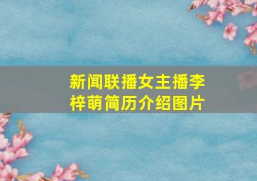 新闻联播女主播李梓萌简历介绍图片