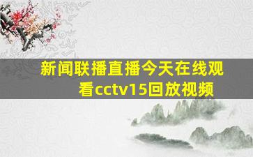 新闻联播直播今天在线观看cctv15回放视频