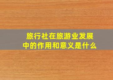 旅行社在旅游业发展中的作用和意义是什么