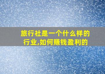 旅行社是一个什么样的行业,如何赚钱盈利的