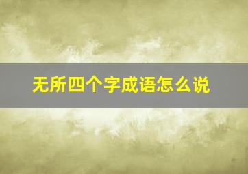 无所四个字成语怎么说