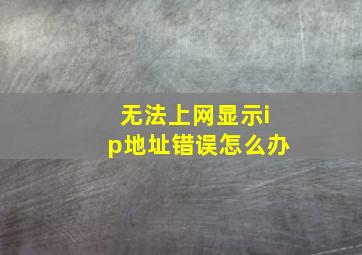 无法上网显示ip地址错误怎么办