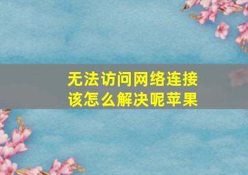 无法访问网络连接该怎么解决呢苹果