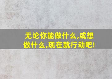 无论你能做什么,或想做什么,现在就行动吧!