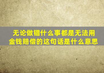 无论做错什么事都是无法用金钱赔偿的这句话是什么意思