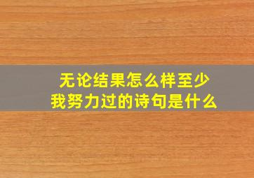 无论结果怎么样至少我努力过的诗句是什么