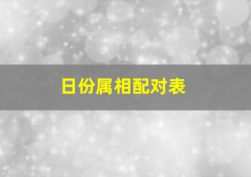 日份属相配对表