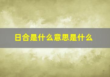 日合是什么意思是什么