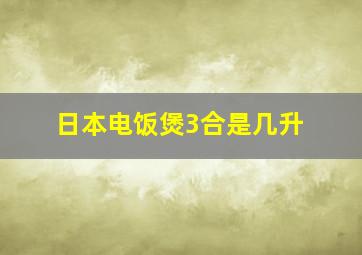 日本电饭煲3合是几升