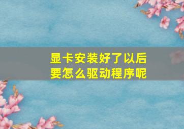 显卡安装好了以后要怎么驱动程序呢