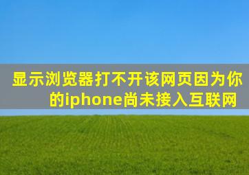 显示浏览器打不开该网页因为你的iphone尚未接入互联网