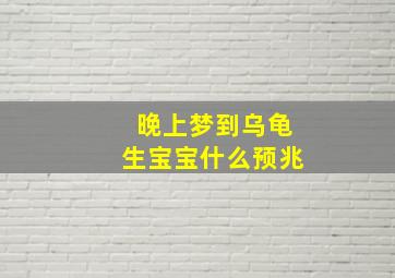 晚上梦到乌龟生宝宝什么预兆