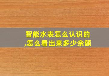 智能水表怎么认识的,怎么看出来多少余额