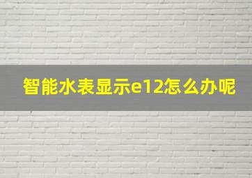 智能水表显示e12怎么办呢