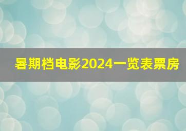 暑期档电影2024一览表票房