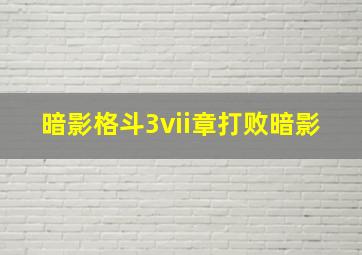 暗影格斗3vii章打败暗影