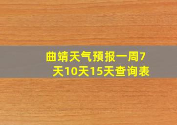 曲靖天气预报一周7天10天15天查询表