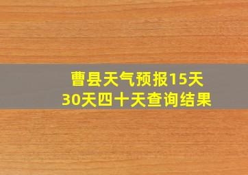 曹县天气预报15天30天四十天查询结果