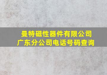 曼特磁性器件有限公司广东分公司电话号码查询