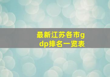 最新江苏各市gdp排名一览表