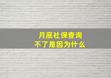 月底社保查询不了是因为什么