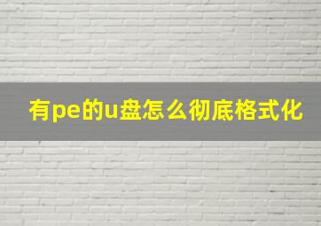 有pe的u盘怎么彻底格式化