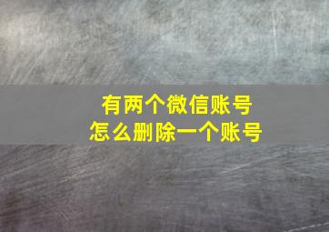 有两个微信账号怎么删除一个账号