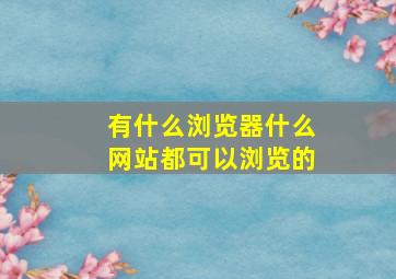 有什么浏览器什么网站都可以浏览的