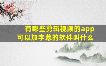 有哪些剪辑视频的app可以加字幕的软件叫什么