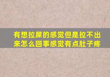 有想拉屎的感觉但是拉不出来怎么回事感觉有点肚子疼