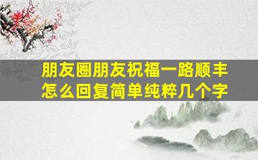 朋友圈朋友祝福一路顺丰怎么回复简单纯粹几个字