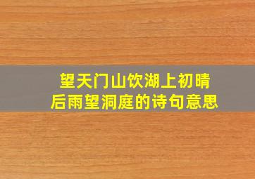 望天门山饮湖上初晴后雨望洞庭的诗句意思