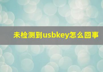 未检测到usbkey怎么回事