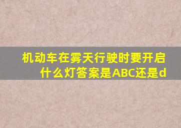 机动车在雾天行驶时要开启什么灯答案是ABC还是d