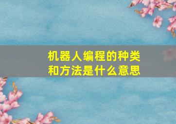 机器人编程的种类和方法是什么意思