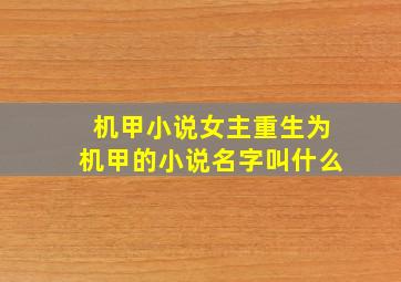 机甲小说女主重生为机甲的小说名字叫什么