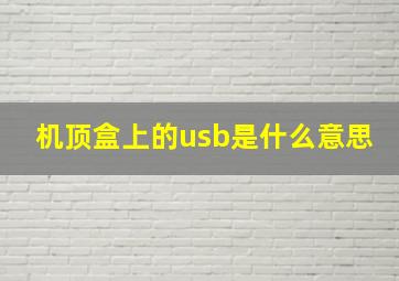 机顶盒上的usb是什么意思