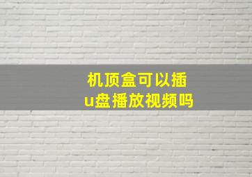 机顶盒可以插u盘播放视频吗