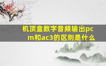 机顶盒数字音频输出pcm和ac3的区别是什么